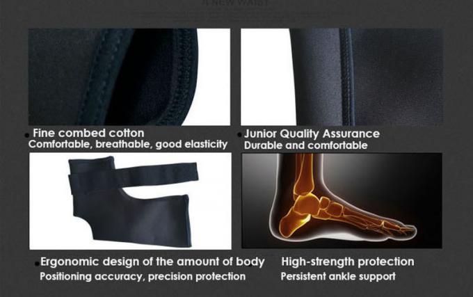 Waterproof Black Elastic Ankle Support With Steel Plate 100% Nylon Hook