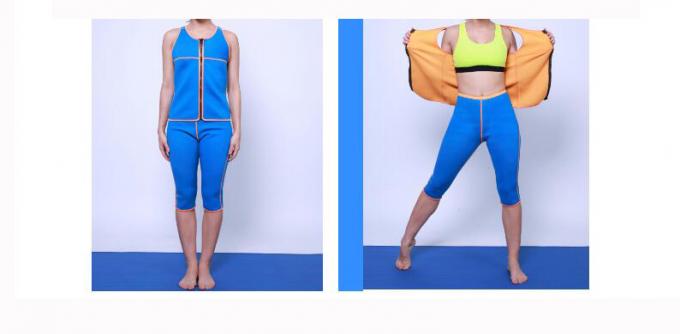 Blue Neoprene Slimming Suits Sauna Suit Weight Loss Tank Top Shirt Short Pants