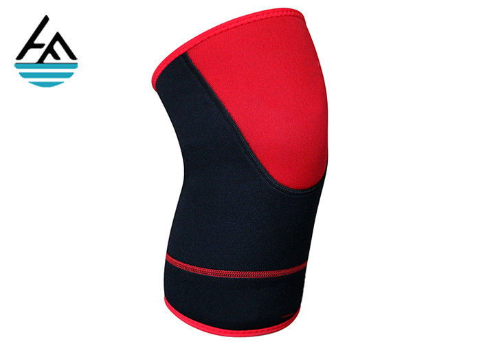 Red Black Neoprene Knee Sleeve , 7mm Stiff Elbow Brace For Weightlifting