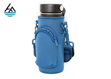 China Blue Muti Function Neoprene Water Bottle Sleeve With Strap And Extra Pouch factory